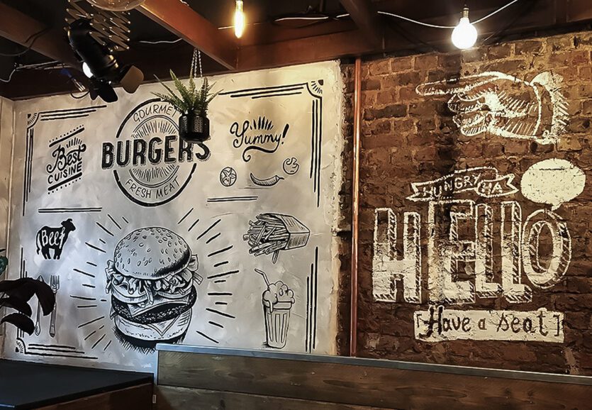 Interior restaurant mural