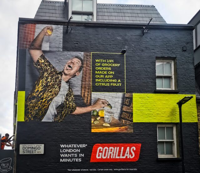 hand painted advertisement mural for Gorillas