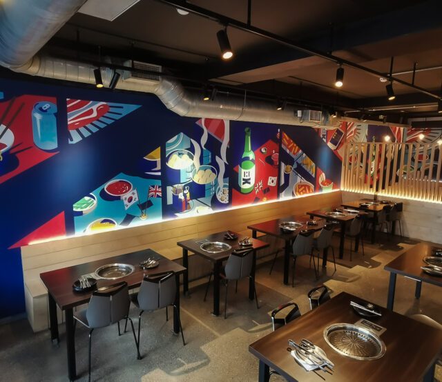 Interior restaurant mural